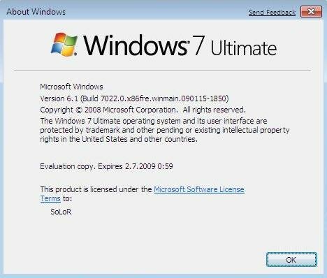Windows 7 сборка 7022
